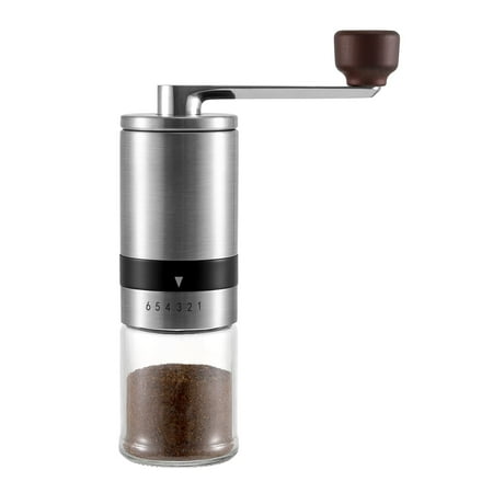 

Vucchini Manual Coffee Grinder with Ceramic Burr - 6 Adjustable Settings - Portable Hand Coffee Bean Mill - Silver
