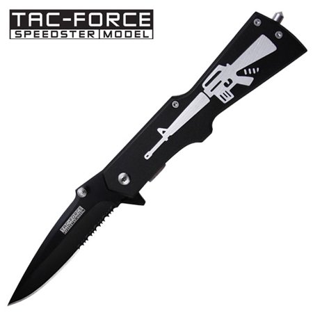 Folding Rifle - SPRING-ASSIST FOLDING POCKET KNIFE | Tac-Force Black M16 Rifle Tactical Blade