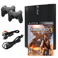 thumbnail image 1 of Restored Sony Playstation 3 PS3 Console Super Slim 250GB Black with Uncharted 3: Drake's Deception & Two Retrofam Controllers (Refurbished), 1 of 5