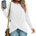 thumbnail image 2 of Annhoo Womens Long Sleeve Tops Elegant Cross Front Round Neck Shirts Fall Casual Loose Going out Blouses for Leggings, 2 of 7