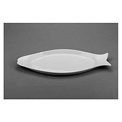 Crescent Serving Plate (Modern M10916, 16-Inch Porcelain Fish Plate, White Triangular Serving Platter Tray, Unique Design Serving Plate)