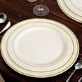 thumbnail image 2 of Efavormart 50 Pack - 8" Ivory Très Chic Plastic Salad Dessert Plates Round With Gold Rim, 2 of 11