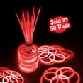 thumbnail image 6 of Windy City Novelties - 8" Red Glow Stick Bracelets - Bulk 50 Pack for Summertime Fun & Beach Parties, 6 of 6