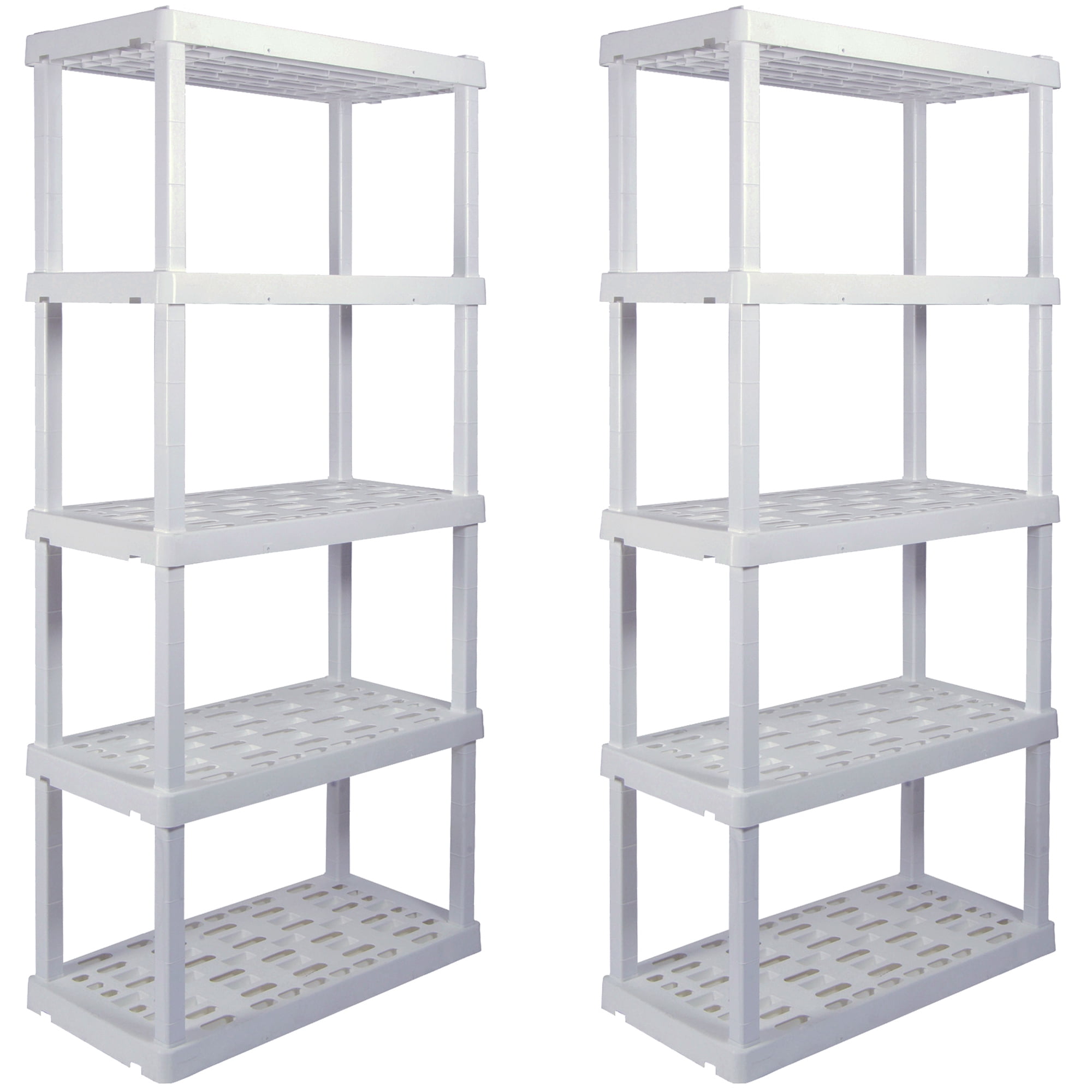 Hyper Tough 5 Shelf Plastic Garage Shelves, 2 pack Storage Shelving