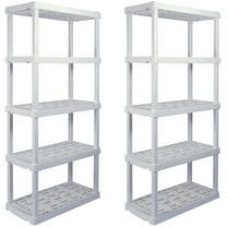 Hyper Tough Plastic Storage Shelves 5-Tier 73.8"H x 36"W x 17.75"D, 2-Pack White, 750 lbs Total Capacity