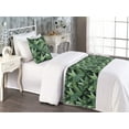 thumbnail image 2 of Tropical Bed Runner Set, Nature Theme Digital Illustrated Exotic Leaves Sketches on Darkened Backdrop, Decorative Bedding Scarf & a Pillow Sham for Hotels Homes, Twin, Fern Green Black, by Ambesonne, 2 of 3