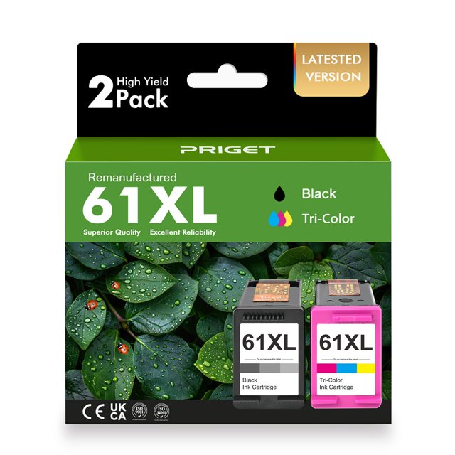 Cartucho de tinta PRIGET 61XL negro y tricolor, paquete de 2