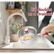 Concord 2 Quart Stainless Steel Saucepan with SIMPLE POUR Vented Glass Lid. Features Dual Pouring Spouts and Volume Marking. Perfect for making Sauces, Jam, Ramen, and more