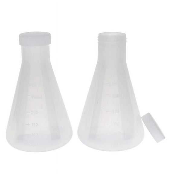 Laboratory Graduated Plastic Conical Flask, Measurable, Smooth Thick Wall, 4 Bottles of 250Ml