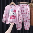 thumbnail image 2 of Sanrio Hello Kittys pijamas finos de manga larga para niños ropa de hogar de dibujos animados para estudiantes conjuntos cálidos de invierno de Anime para chicas lindas regalo de Navidad, 2 of 5
