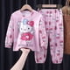 thumbnail image 2 of Sanrio Hello Kittys pijamas finos de manga larga para niños ropa de hogar de dibujos animados para estudiantes conjuntos cálidos de invierno de Anime para chicas lindas regalo de Navidad, 2 of 5