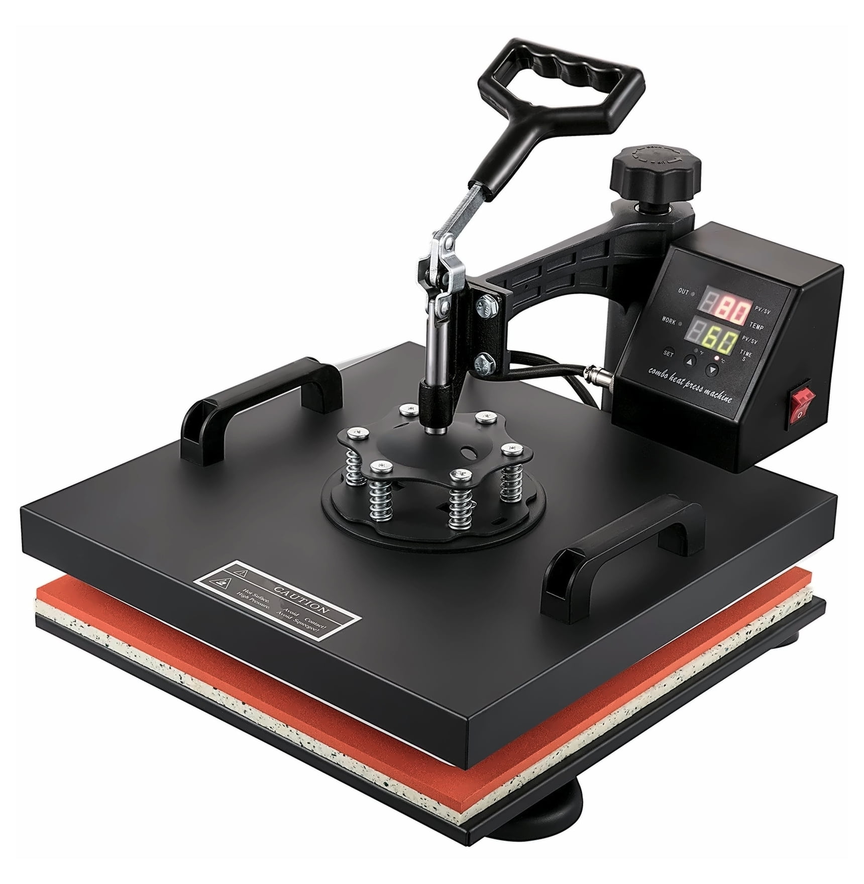 Heat Press Machine 15x15 Inch 8-in-1 Multifunctional Sublimation Heat Transfer Press for T-Shirts, Hats, Mugs, Plates - Digital Control