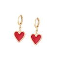 thumbnail image 1 of Modernos Aretes Arracadas Corazón Colgante Oro 14K Lam rojo Unitalla, 1 of 7
