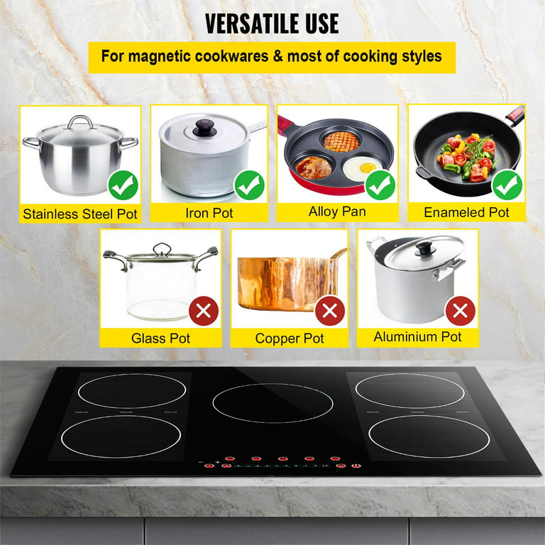 BENTISM Electric Induction Cooktop Built-in Stove Top 35in 5 Burners 220V 