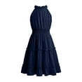 thumbnail image 5 of akafmk Girls Fashion Dresses Halters Sleeveless Lace Pleated Waist Flowy Knee Length Dresses 5-14 Years, 5 of 7