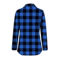 thumbnail image 3 of Wyongtao Plaid 1/4 Zip Pullover Tops V Neck Blouse for Women Long Sleeve Lapel Collar Loose Spring Fall Shirts (S, Blue), 3 of 6