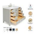 thumbnail image 3 of ARIEL Cambridge 43 Inch Grey Bathroom Vanity with Sink, Solid Wood, White Quartz Countertop, 1.5-Inch Edge, Single Rectangular Undermount Sink, 2 Soft Closing Doors, 9 Drawers, 3 of 10