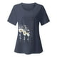 thumbnail image 3 of Gibobby Camisetas Mujer Manga Corta Camiseta manga corta con estampado cuello redondo y dobladillo manga corta para mujer verano, camiseta ajustada con(Azul oscuro,CH), 3 of 5