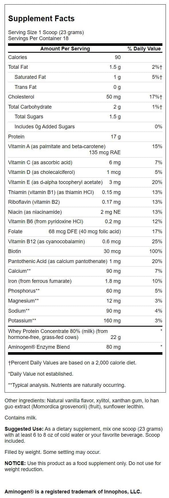 Swanson Grass-Fed Certified rBGH-Free Vanilla Whey Protein Powder, 14.8 oz