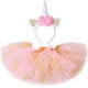 thumbnail image 3 of Falda de tul con unicornio para niñas, con flores esponjosas de color rosa y dorado, para baile, fiesta de cumpleaños, disfraz de tutú para niñas pequeñas, 3 of 5