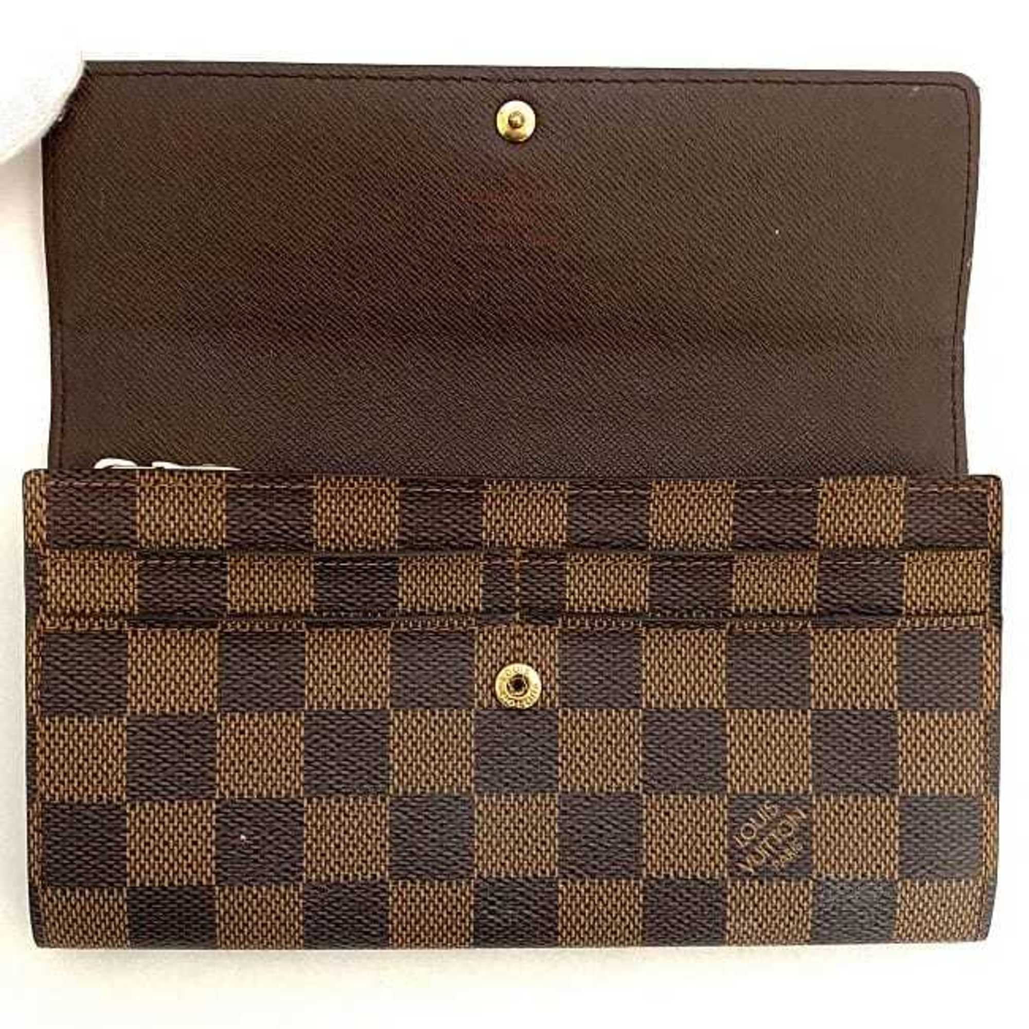 Authenticated Used Louis Vuitton Long Wallet Portefeuille Sarah Brown  Damier Ebene N61734 CA0076 LOUIS VUITTON Flap Women's LV Men's 