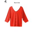 thumbnail image 4 of PULLIMORE Womens Button Down Shirts 3/4 Sleeve V Neck Casual Loose Tops Blouses (M, Orange), 4 of 9