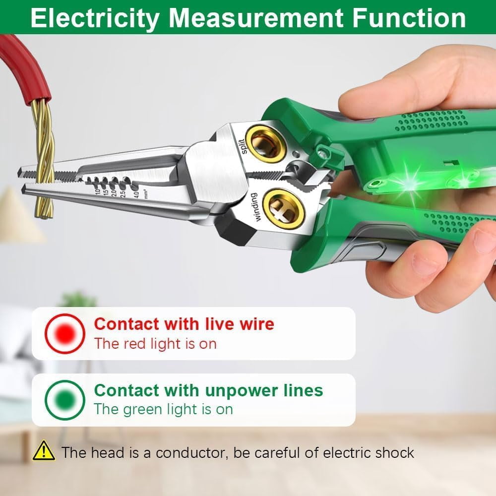 8 in 1 Wire Stripper with Voltage Tester, Pinzas De Electricidad, Multi-function Electric Wire Stripping Tool for Cutting and Pulling Pliers, Electrician Repair Tool (2)