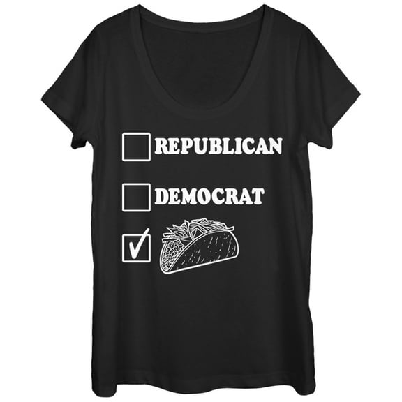 Women's Lost Gods Election Ballot Vote Tacos Scoop Neck Black Small