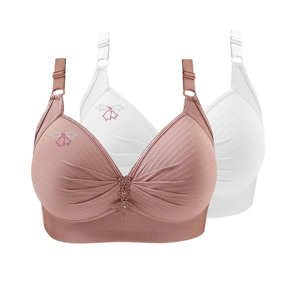 2pcs No Underwire Bras for Women Push Up Comfortable Adjustable Shoulder Strap Bralettes Full Coverage Bra Plus Size (White XL)