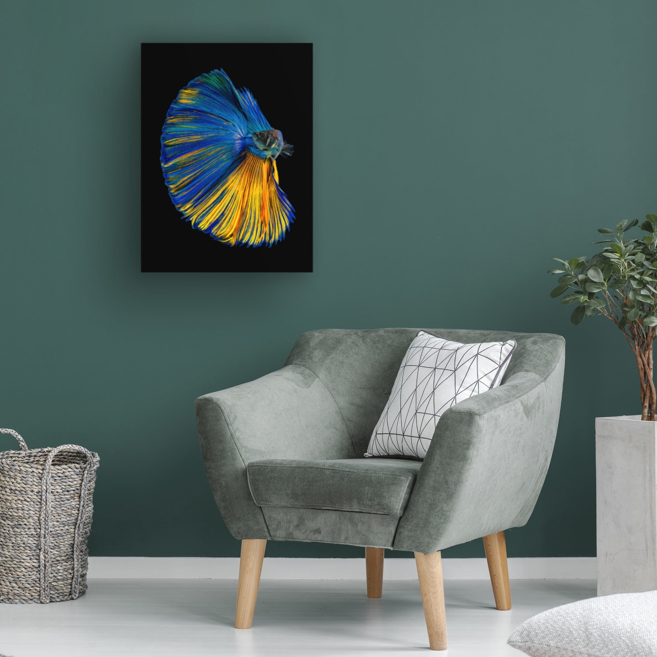 Canvas Wall Art - Andi Halil 'Yellow A Blue' Wall Art for Living Room, Bedroom, or Office Décor by Trademark Fine Art - 24 x 32 Inches