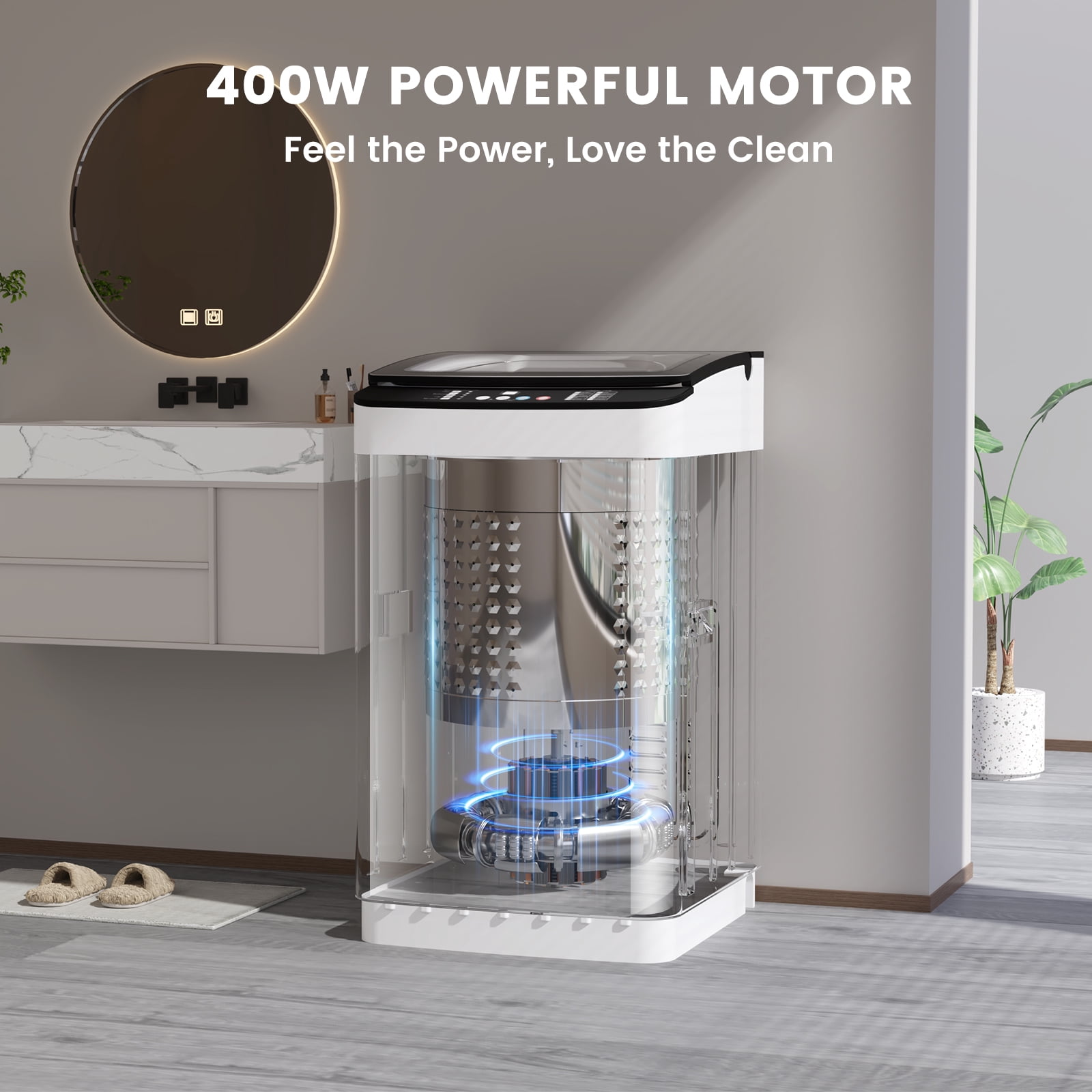 Zynkez 25Lbs Portable Full Automatic Washing Machine, Washer and Spin Dryer Combo with LED Display, Compact Laundry Washer Machine with 10 Wash Programs, Built-in Drain Pump