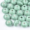 thumbnail image 1 of Handmade Porcelain Beads Bright Glazed Porcelain Rondelle Medium Aquamarine 20x11mm Hole: 3mm, 1 of 2