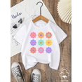 thumbnail image 1 of A Cute And Fashionable T-Shirt for Young Featuring a Cartoon Floral Print in a Grid Design, Made of Soft And Stretchy Comfortable Cotton with a Round Neck And Short Sleeves, Perfect for Gifting., 1 of 8