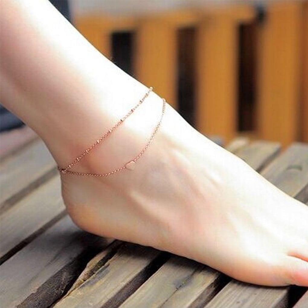 Gold anklet bracelet heart anklet 