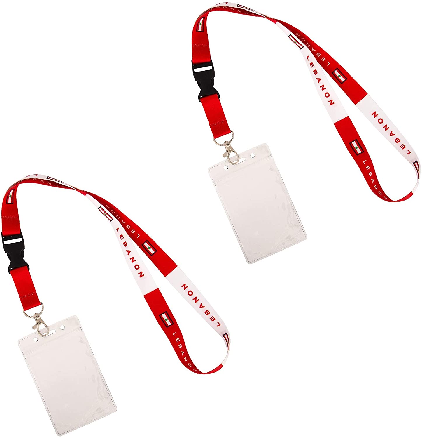 Lebanon Country Flag Lanyard 2Pack Detachable Breakaway