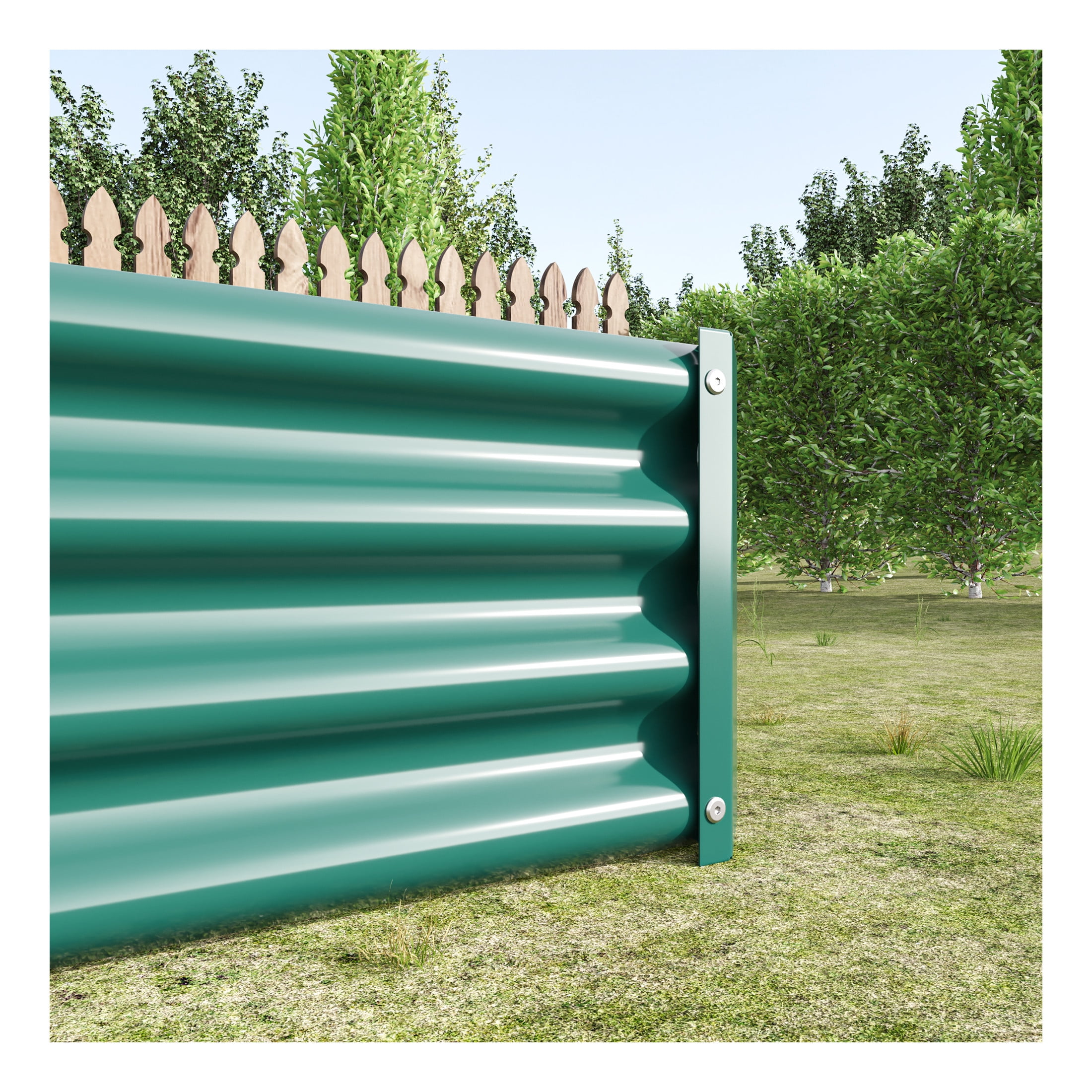 Elio Outdoor Metal 6×3×x1ft Raised Garden Bed, 6FT Planter Box, Rust-Resistant, Open Bottom, Sturdy Design for Vegetables, Flowers, Herbs, Green