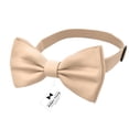 thumbnail image 2 of Boy's Beige Bow Tie with Handkerchief & Cufflinks Pre-Tied Style Formal Satin Classic Bowtie for Tuxedo Faux Silk, by Adam Young (Medium, Dune Beige), 2 of 5