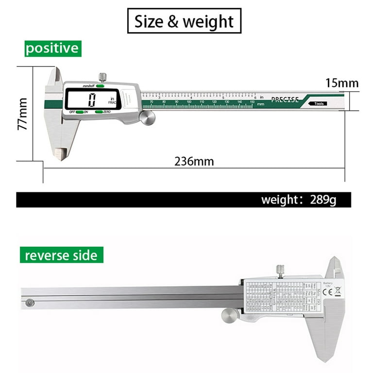 Electronic Digital Vernier Caliper LOUISWARE Stainless Steel Caliper 150mm 0 6 inch Measuring Tools with Extra Large LCD Screen