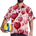 thumbnail image 4 of Valentine's Day Love Men's Short Sleeve Printed Button Down Hawaiian Beach Shirts, 4 of 6