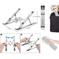 thumbnail image 5 of Laptop Stand, Laptop Riser Computer Stand for Desk, Adjustable Aluminum Foldable Portable Desktop Holder, Compatible with MacBook Air pro, iPad, Lenovo, 10-15.6” Laptop and Tablets (Silver), 5 of 6