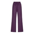 thumbnail image 5 of Roncen Women's Solid-Color Casual Pants - Sporty Elastic Waist Trousers with Drawstring & Cotton-Linen Look Pockets, 5 of 5