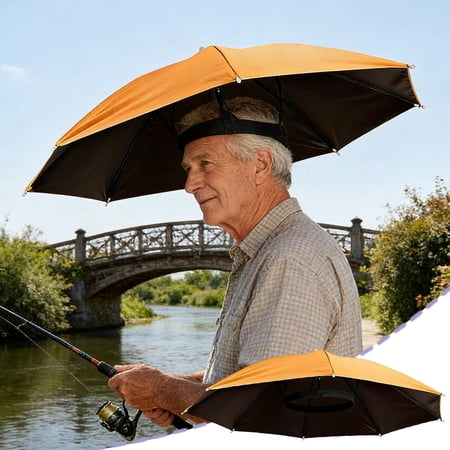 Head Mounted Travel Hat Umbrella Portable Fishing Sun Hat Lightweight Sunscreen Rainproof Cap for Outdoor Hiking Camping Farm Work All Weather Protection