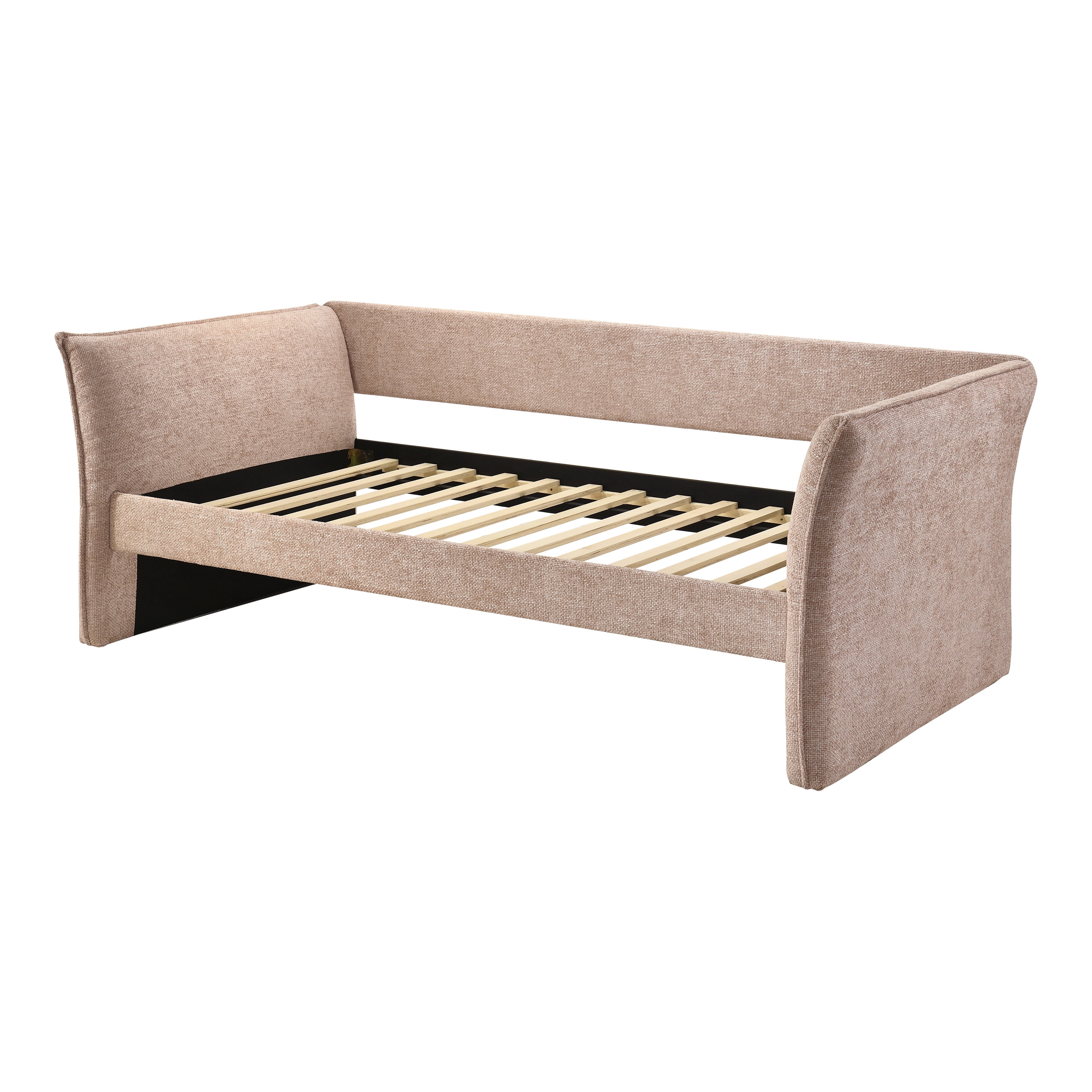 Furniture of America Liovet Fully Fabric Upholstered Flared Arm Twin Daybed with Trundle, Pink