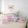 thumbnail image 6 of Feelyou Women Fashion Marbling Twin Bedding Sets 7-Piece, Dreamy Abstract Ombre Bedding Comforter Set, Marble Artwork Pink Green Reversible Sheet Sets, Luxury Bedroom Decor, 6 of 8