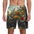 thumbnail image 2 of Goofa Floral Rhino With Birds Printed Men's Swim Trunks Board Shorts Quick Dry Mens Swimming Trunks with Compression Liner,Breathable Fit Hawaii Beach Shorts-X-Large, 2 of 9