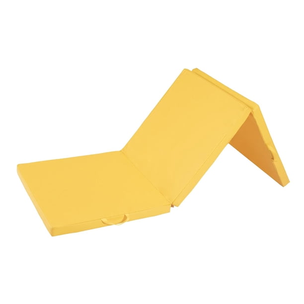 Estera de Ejercicio Plegable de Tres Pliegues Almohadilla de Protección Del Piso Gimnasio Estera de Plegable para Entrenamiento de Es Tela Oxford amarilla
