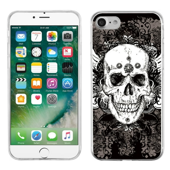 One Tough Shield ® Slim-Fit Premium TPU Gel Phone Case for Apple iPhone 7 - Grunge Skull