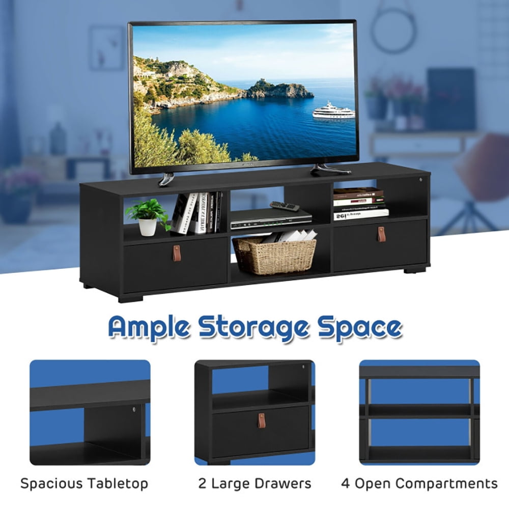 Finihen TV Stand, TV Cabinet, TV Stand Entertainment Media Center Console for TV's up to 60 Inch with Drawers, Media Entertainment Center with Storage, for Living Room, Bedroom, Black