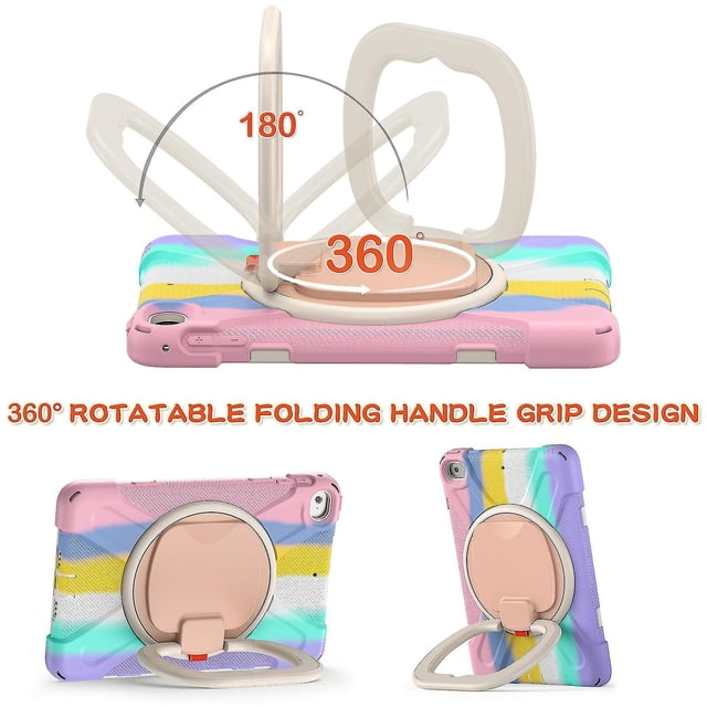 Funda a juego para iPad Mini 4/5 con correa para el hombro, soporte de anilla ajustable grande, portalápices y protección contra golpes.
