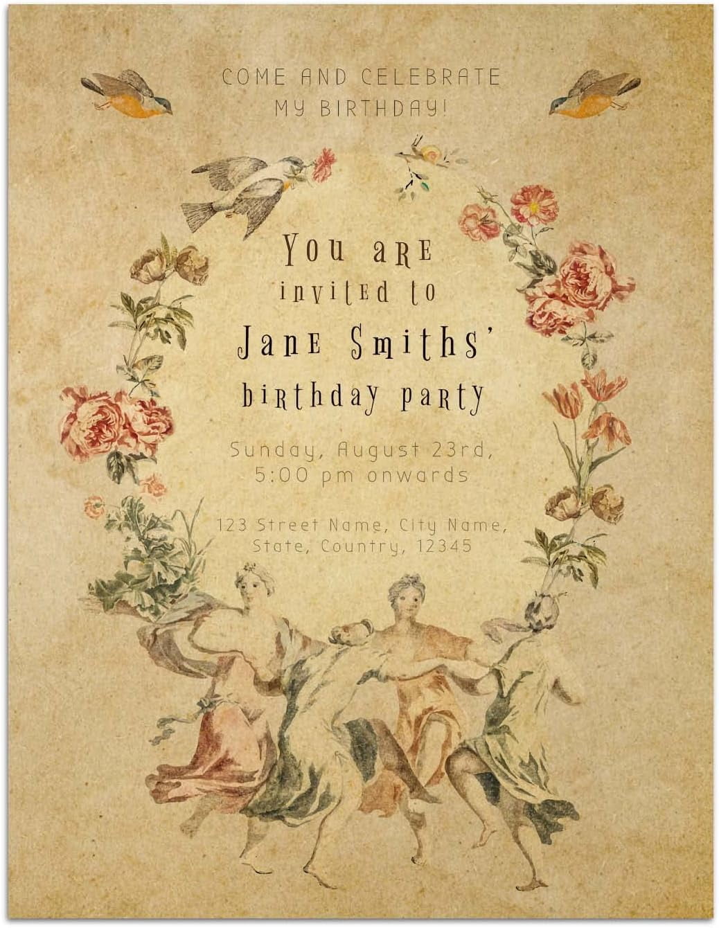 Vintage Antique Letterhead Paper, 200 Sheets Double-Sided, 8.5" x 11", Victorian Style, Vintage Color